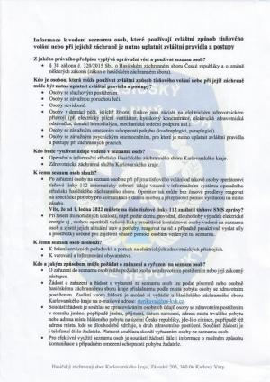 Formulář žádosti o zařazení na seznam osob používajících zvláštní způsob tísňového volání 1
